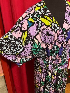 Melissa McCarthy wrap up maxi dress cardigan 1X 100% rayon